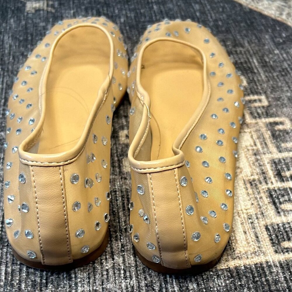 Tulle Crystal Ballet Flats Nude Size 8.5 EUC - Picture 3 of 4
